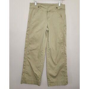 BCBGeneration Mid Rise Wide Leg Trouser Khaki Tan Cotton Stretch Women 5/27